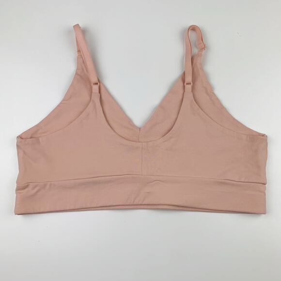 Pact Strappy Scoop Bralette Bra Pink Organic Cotton Wireless Women's L - Picture 4 of 5